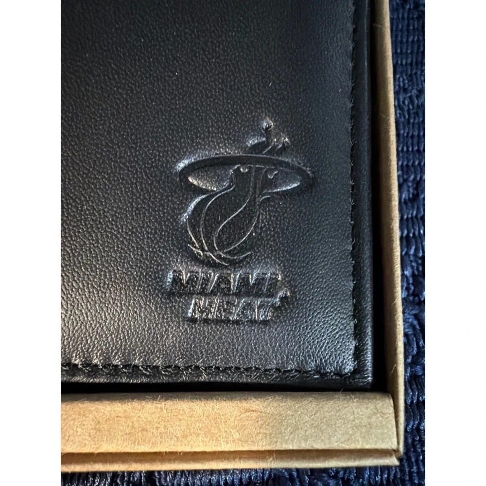 NBA Miami Heat Sparo Black Leather RFID Blocking Bifold Wallet with Money Clip